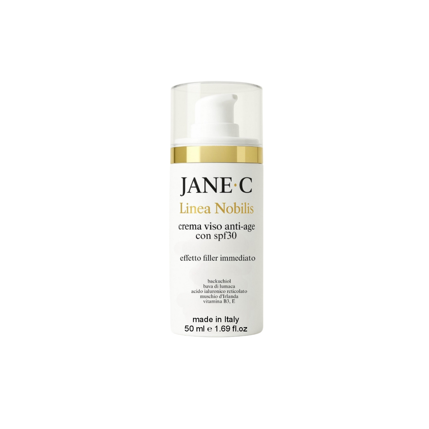 JANE•C Crema Viso Antirughe Effetto filler con SPF30 – Skincare Coreana Anti-Age con Retinolo Vegetale,Bava di Lumaca, Acido Ialuronico, Vitamina B3 – Idratante e Illuminante – 50ml Made in Italy