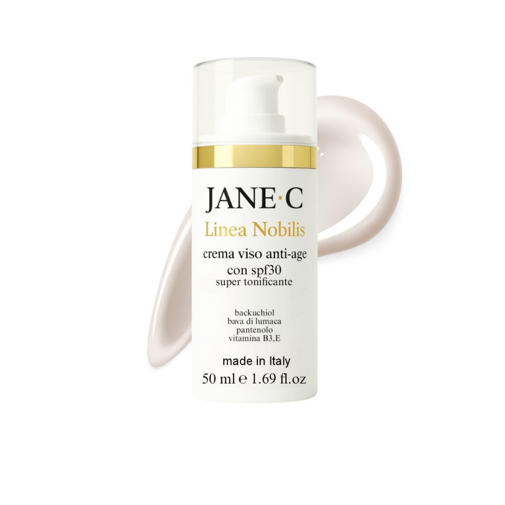 JANE•C Crema Viso Antirughe Super tonificante con SPF30 –Skincare Coreana Anti-Age con Bava di Lumaca, Retinolo Vegetale Acido Ialuronico e Pantenolo e vit E– Per pelle sensibile-50ml Made in Italy