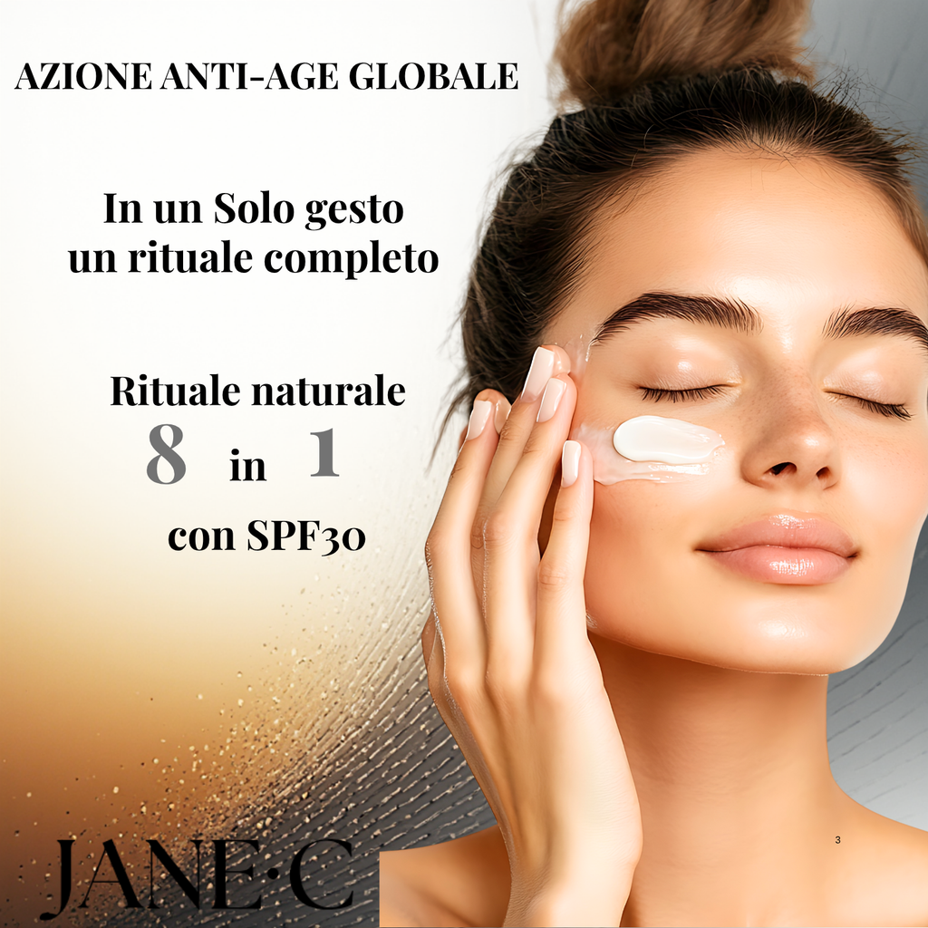 JANE•C Crema Viso Antirughe Super tonificante con SPF30 –Skincare Coreana Anti-Age con Bava di Lumaca, Retinolo Vegetale Acido Ialuronico e Pantenolo e vit E– Per pelle sensibile-50ml Made in Italy
