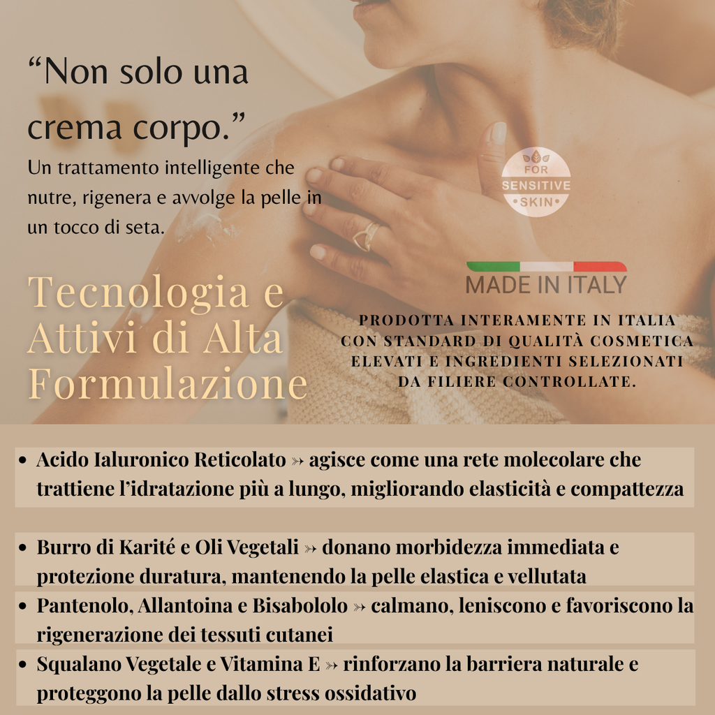 JANE•C Velour – Crema Corpo Ultra Idratante •Rigenerante e Lenitiva a Rapido Assorbimento • Con Acido Ialuronico, Pantenolo e Vitamina E • Ideale per pelle secca e sensibile • Made in Italy –150 ml