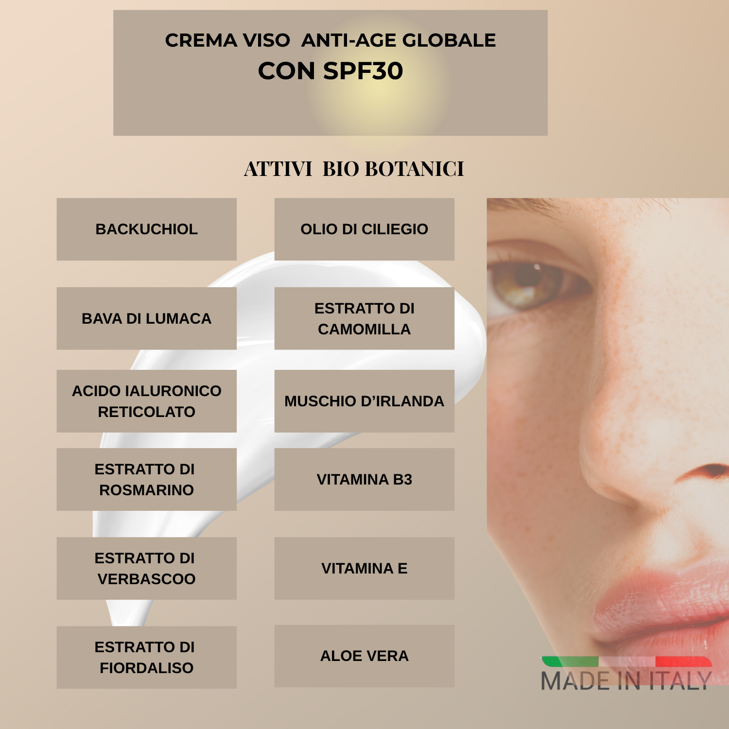 JANE•C Crema Viso Antirughe Effetto filler con SPF30 – Skincare Coreana Anti-Age con Retinolo Vegetale,Bava di Lumaca, Acido Ialuronico, Vitamina B3 – Idratante e Illuminante – 50ml Made in Italy