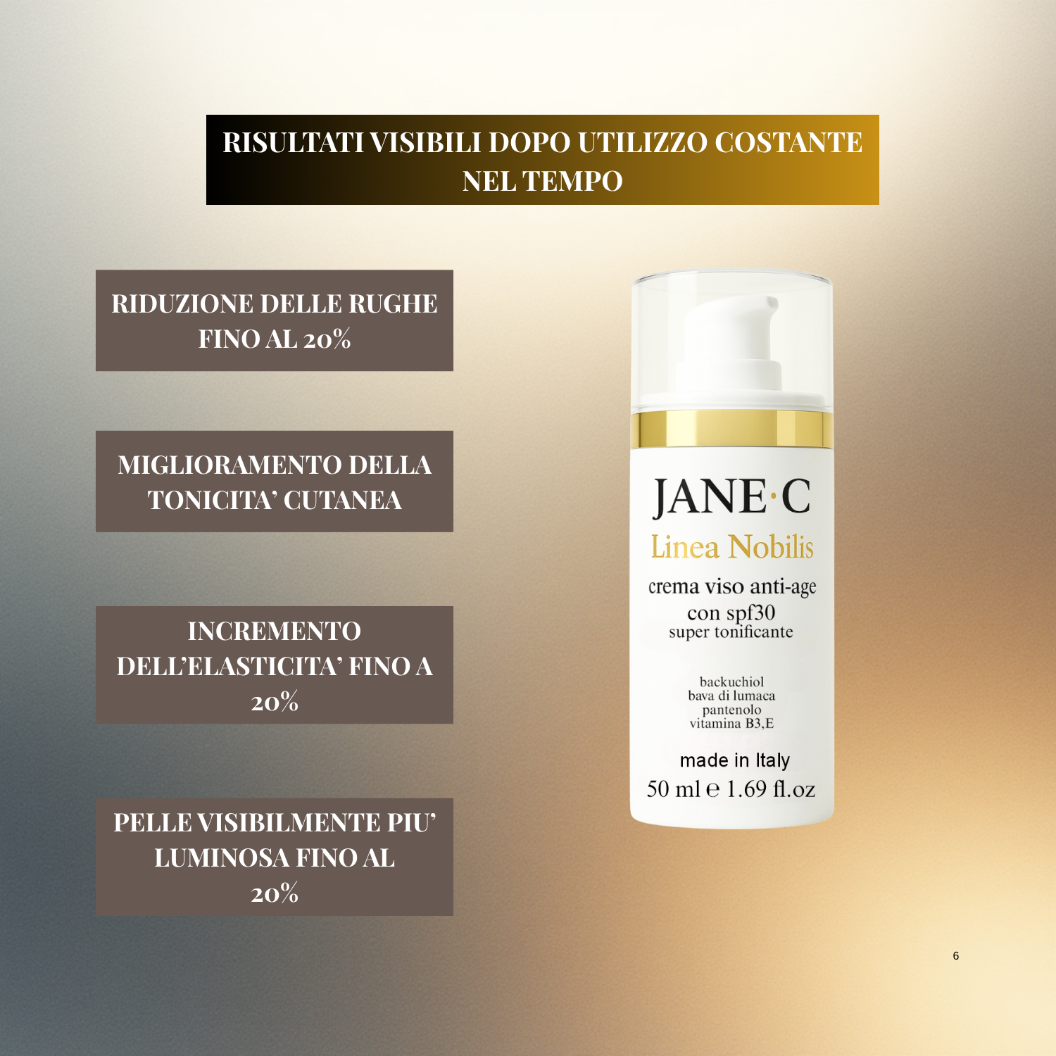 JANE•C Crema Viso Antirughe Super tonificante con SPF30 –Skincare Coreana Anti-Age con Bava di Lumaca, Retinolo Vegetale Acido Ialuronico e Pantenolo e vit E– Per pelle sensibile-50ml Made in Italy