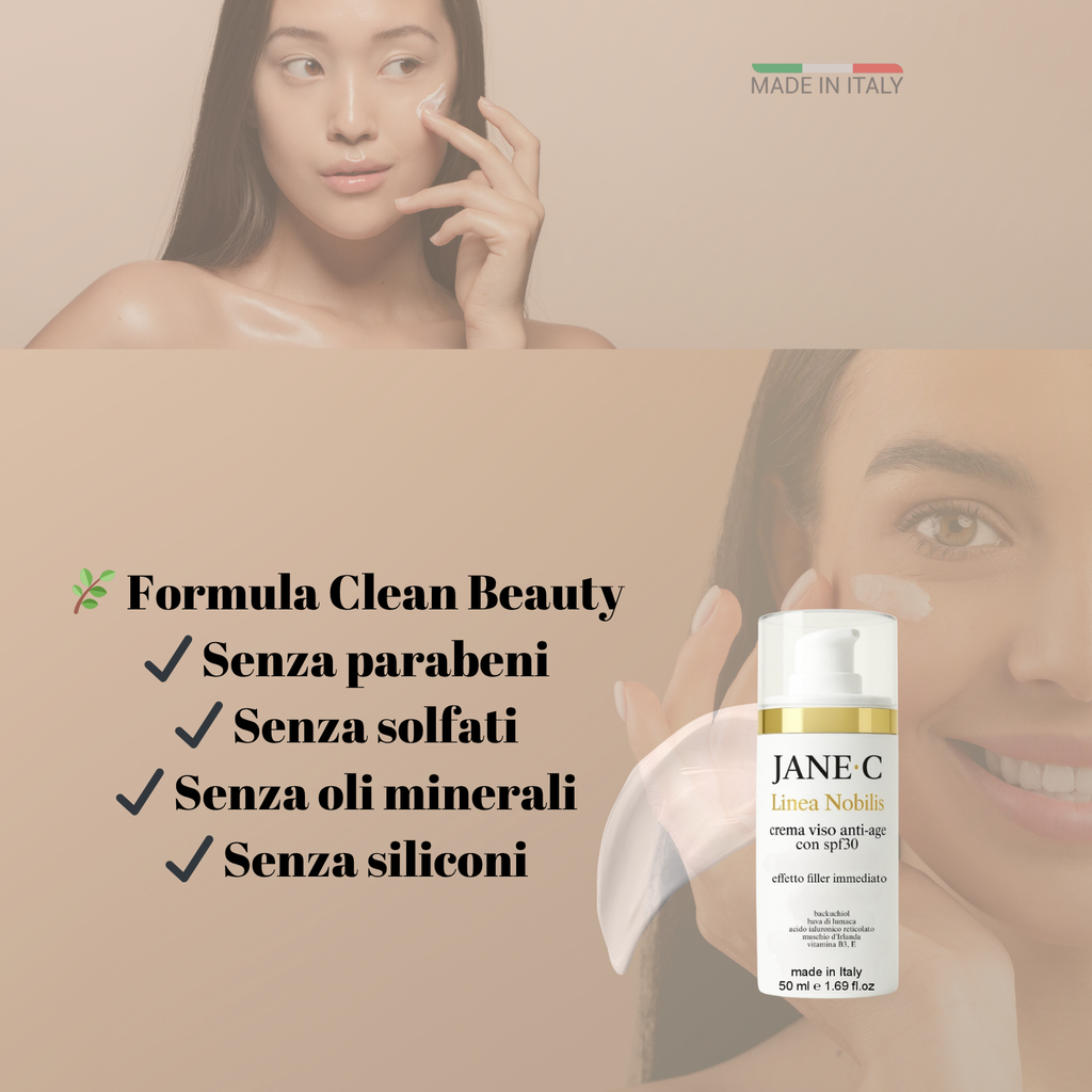 JANE•C Crema Viso Antirughe Effetto filler con SPF30 – Skincare Coreana Anti-Age con Retinolo Vegetale,Bava di Lumaca, Acido Ialuronico, Vitamina B3 – Idratante e Illuminante – 50ml Made in Italy