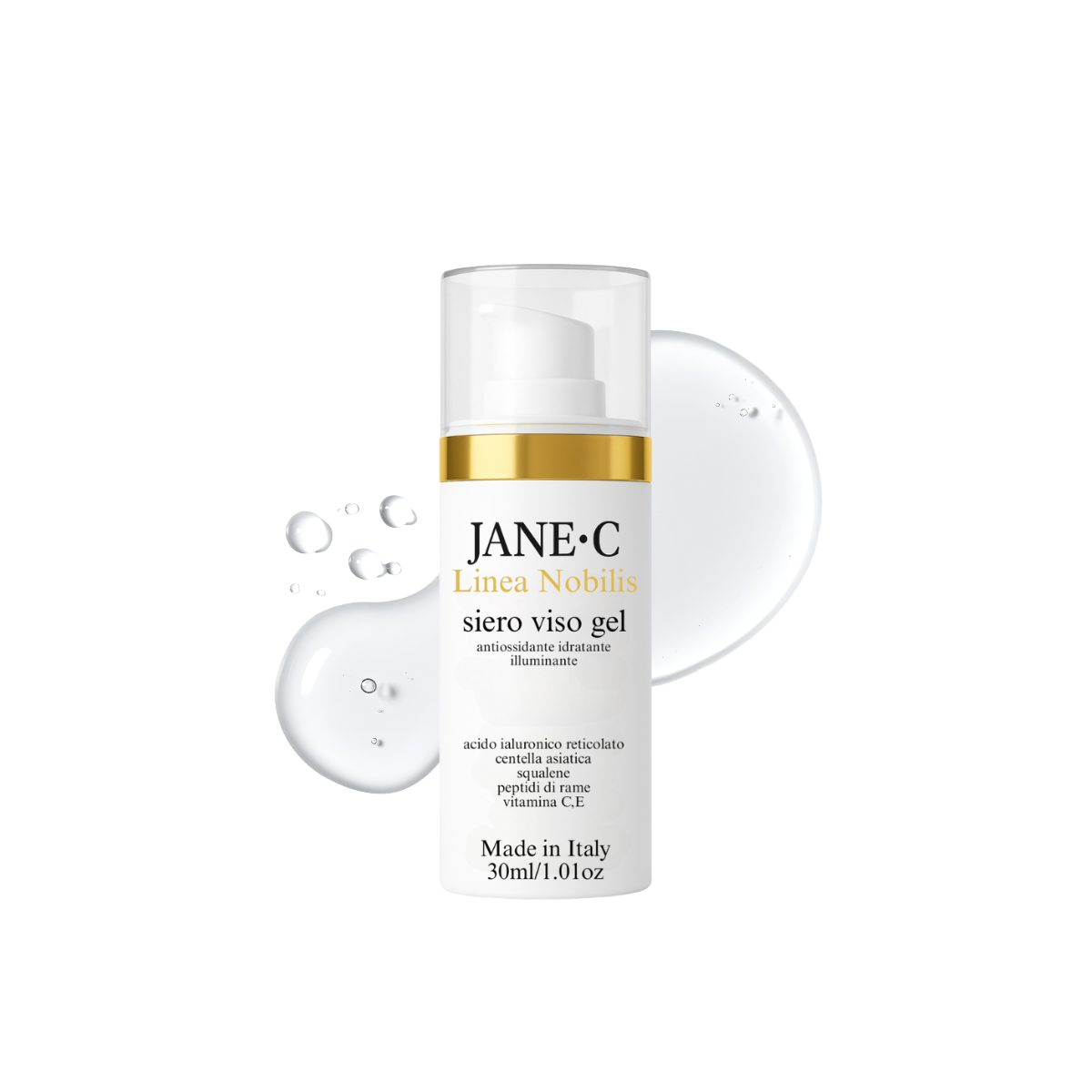 JANE•C Siero Viso Antiage- Centella Asiatica Peptidi Vitamina C- Skincare Coreana- Siero Antimacchia- Illuminante.Pelle mista e grassa,Made in Italy,30 ml